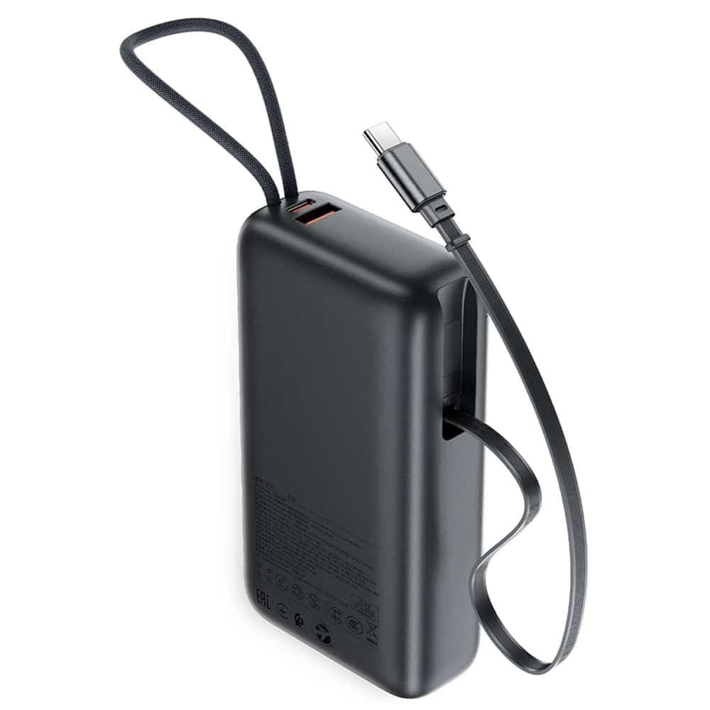 Acefast - Power Bank (M34) - με τηλεσκοπικό καλώδιο, Type-C, γρήγορη φόρτιση, PD45W, 20000mAh - Γκρι 3