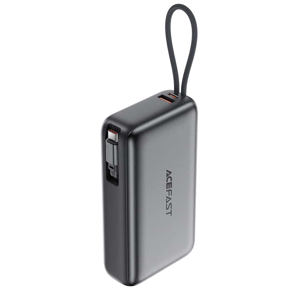 Acefast - Power Bank (M34) - με τηλεσκοπικό καλώδιο, Type-C, γρήγορη φόρτιση, PD45W, 20000mAh - Γκρι 2