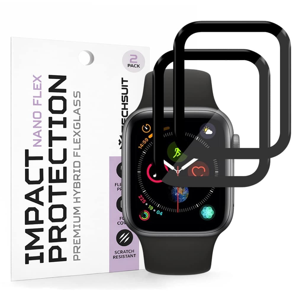 Techsuit - Nano Flex (συσκευασία 2 τεμαχίων) - Apple Watch 4 / 5 / 6 / SE / SE 2 / SE 3 40mm - Μαύρο