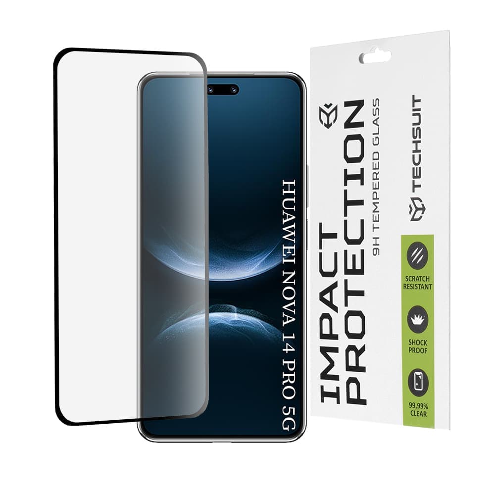 Techsuit - Πλήρης κάλυψη 111D / Πλήρες κόλλα γυαλιού / κυρτή οθόνη 3D - Huawei nova 14 Pro - Μαύρο