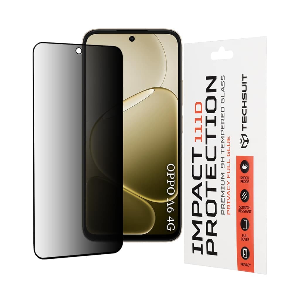 Techsuit - 111D Πλήρης Κόλλα Απορρήτου - Oppo A6 4G / A6x 4G / A6x 5G - Μαύρο