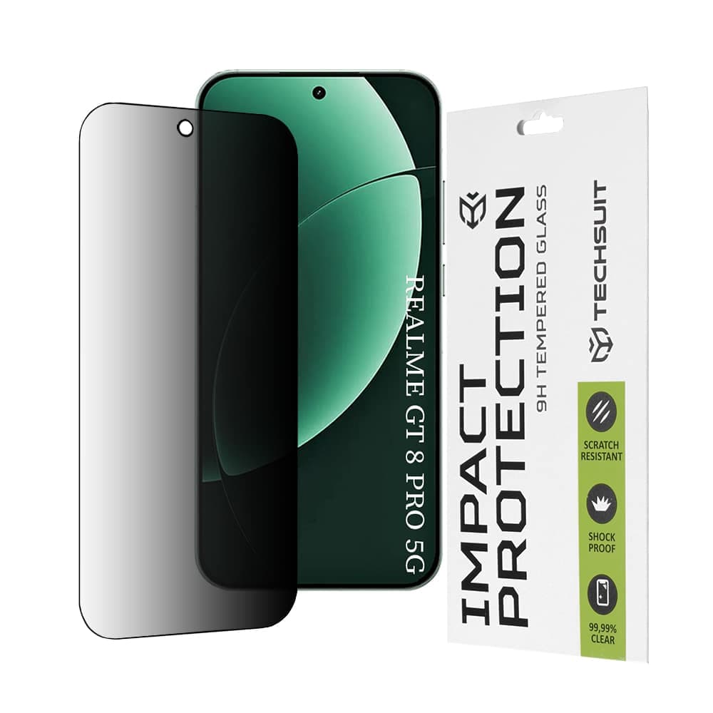 Techsuit - 111D Πλήρης Κόλλα Απορρήτου - Realme GT 8 Pro - Μαύρο