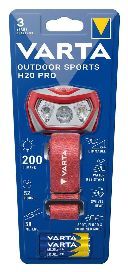 VARTA LED φακός κεφαλής Outdoor Sports H20 Pro, 200lm, IPX4, κόκκινος 2
