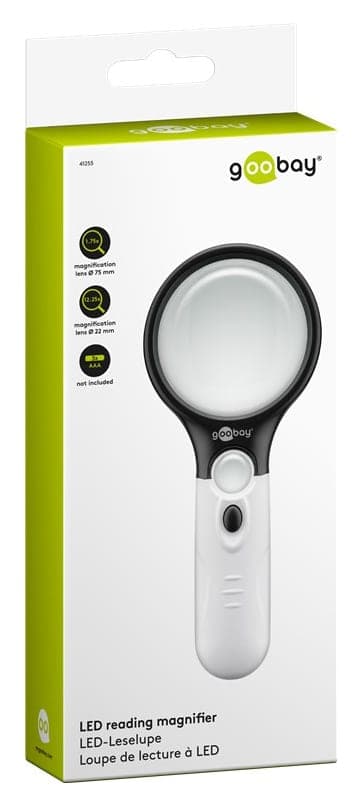 GOOBAY μεγεθυντικός φακός χειρός 41255 με φωτισμό LED, 1.75x & 12.25x 3