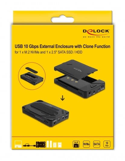 DELOCK θήκη M.2 NVMe & SATA SSD/HDD 42020, 10Gbps, λειτουργία κλώνου 4