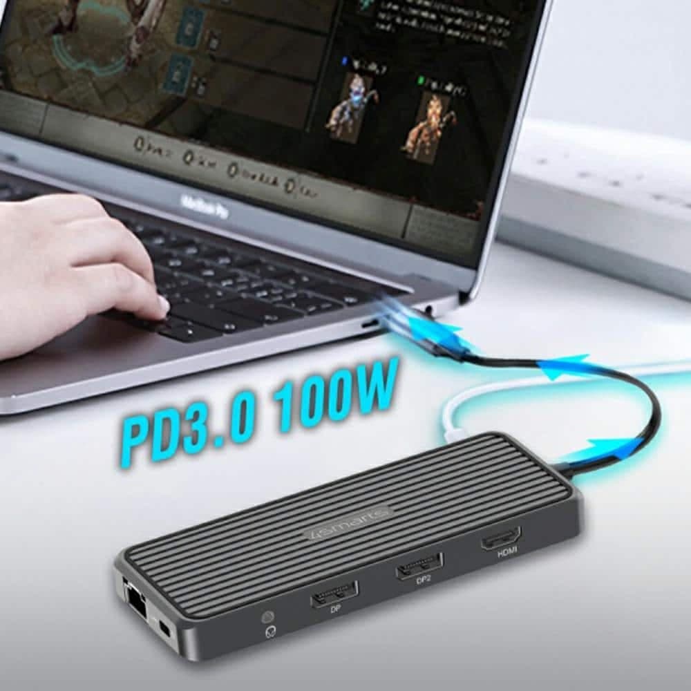 Σταθμός φόρτισης 4smarts SmartDock 11 σε 1 4xUSB-A/USB-C/RJ45/Ήχος/Μικρόφωνο/HDM 6