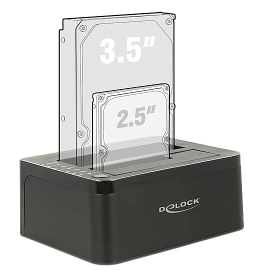 DELOCK docking station για 2.5" ή 3.5" SATA HDD/SSD 62661, 2 θέσεων, 6Gbps, clone function, μαύρο 2