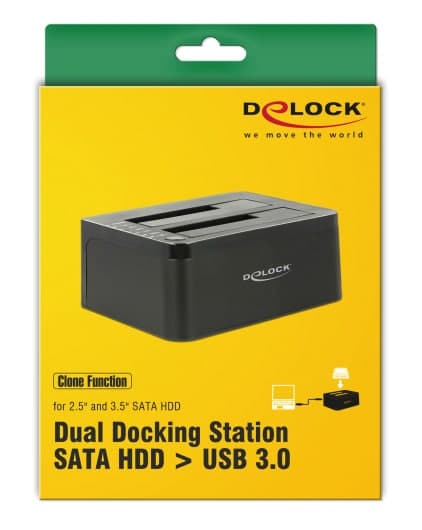 DELOCK docking station για 2.5" ή 3.5" SATA HDD/SSD 62661, 2 θέσεων, 6Gbps, clone function, μαύρο 6