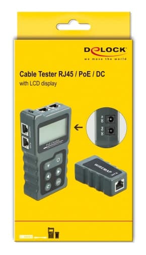 DELOCK tester καλωδίων με οθόνη 63110, RJ45, PoE, DC, γκρι 3