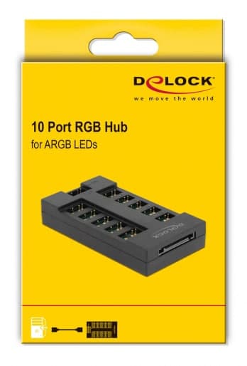 DELOCK RGB hub 64128 για ARGB LEDs, 10 θύρες, μαύρο 3