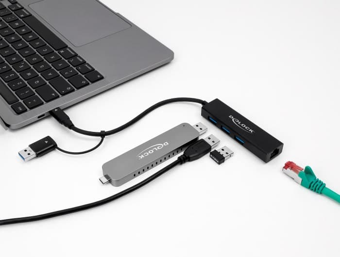 DELOCK docking station 64149, 4 θυρών, USB & USB-C σύνδεση, μαύρο 2