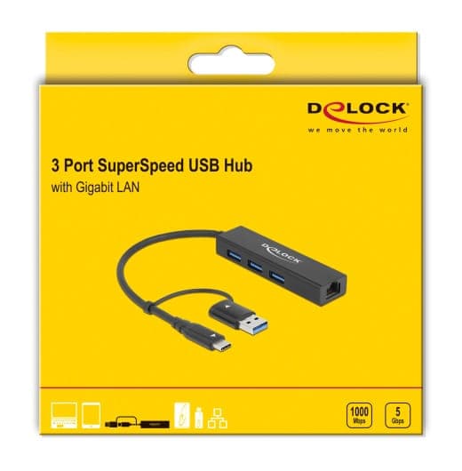 DELOCK docking station 64149, 4 θυρών, USB & USB-C σύνδεση, μαύρο 3