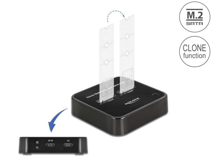 DELOCK docking station για M.2 SATA SSD 64178, 2 θέσεων, 6Gbps, clone function, μαύρο 2