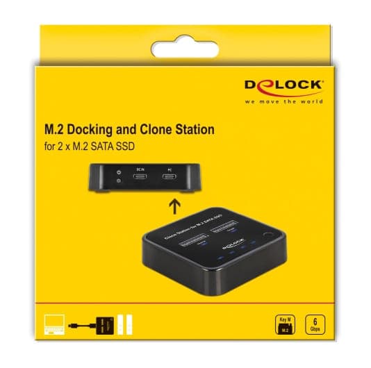 DELOCK docking station για M.2 SATA SSD 64178, 2 θέσεων, 6Gbps, clone function, μαύρο 5