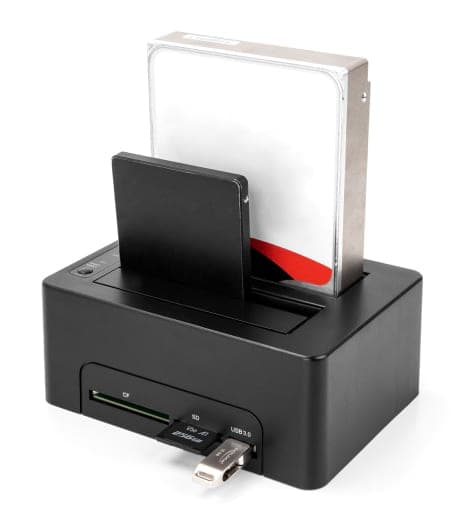 DELOCK docking station για 2.5" ή 3.5" SATA HDD/SSD 64183, 2 θέσεων, με card reader, 5Gbps, clone function, μαύρο 2