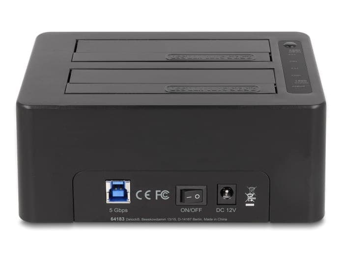 DELOCK docking station για 2.5" ή 3.5" SATA HDD/SSD 64183, 2 θέσεων, με card reader, 5Gbps, clone function, μαύρο 3