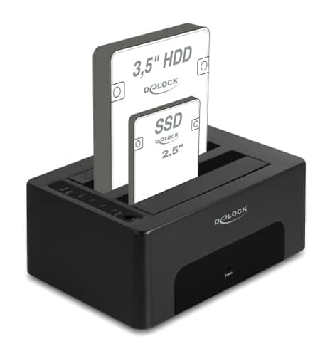 DELOCK docking station για 2.5" ή 3.5" SATA HDD/SSD 64187, 2 θέσεων, 5Gbps, clone/erase function, μαύρο 2