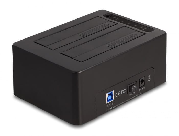 DELOCK docking station για 2.5" ή 3.5" SATA HDD/SSD 64187, 2 θέσεων, 5Gbps, clone/erase function, μαύρο 4