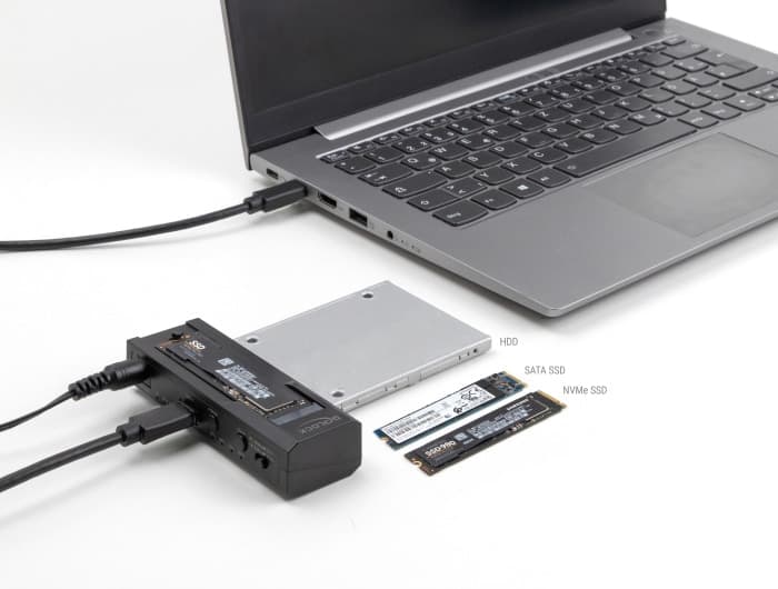 DELOCK docking station για M.2 NVMe/SATA ή 2.5"/3.5" SSD/HDD 64252, 10Gbps, clone function, μαύρο 2