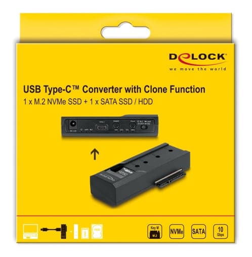 DELOCK docking station για M.2 NVMe/SATA ή 2.5"/3.5" SSD/HDD 64252, 10Gbps, clone function, μαύρο 5