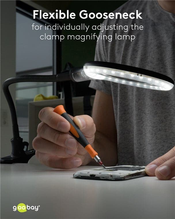GOOBAY μεγεθυντικός φακός 64990 με κλιπ & βάση, LED, 3 διόπτρες 1.75x 5