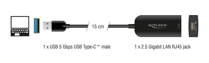 DELOCK αντάπτορας δικτύου 66045, USB, 2.5Gbps Ethernet, μαύρος 2