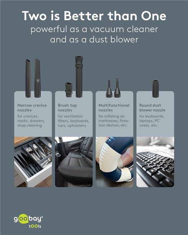 GOOBAY 2 σε 1 σκουπάκι χειρός & air duster 77829, 120W, 6000mAh, μαύρο 6