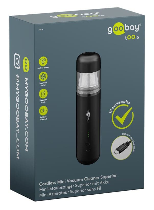 GOOBAY 2 σε 1 σκουπάκι χειρός & air duster 77829, 120W, 6000mAh, μαύρο 8
