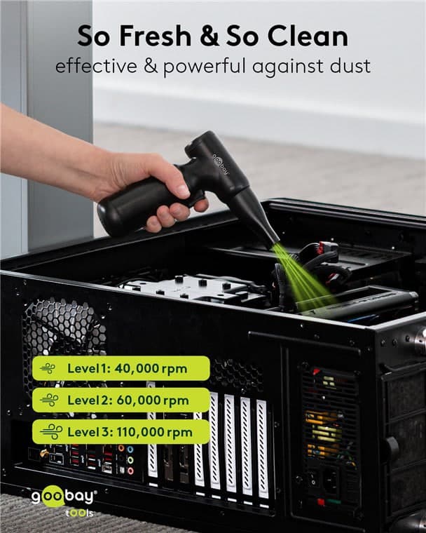 GOOBAY ηλεκτρικό air duster 77830, 100W, 6000mAh, μαύρο 2