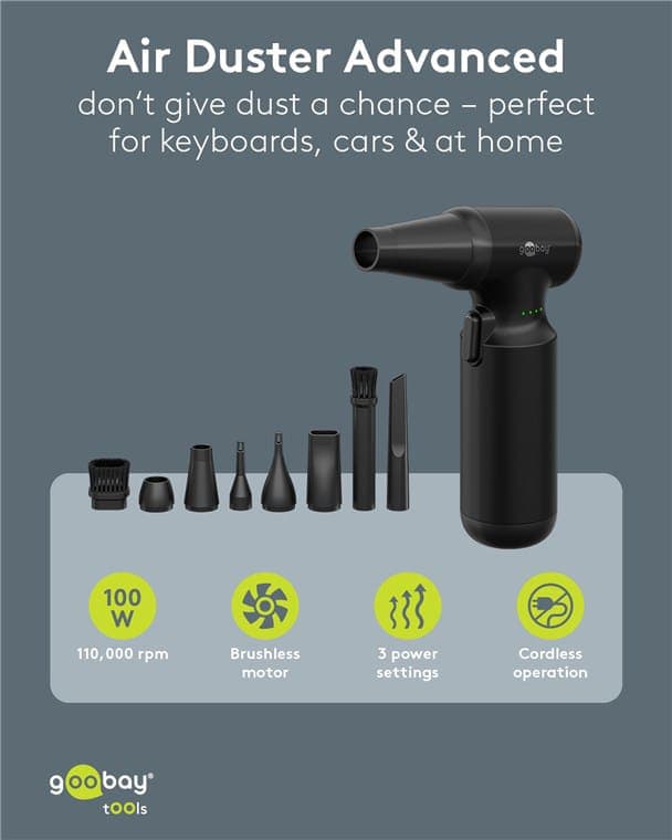 GOOBAY ηλεκτρικό air duster 77830, 100W, 6000mAh, μαύρο 3