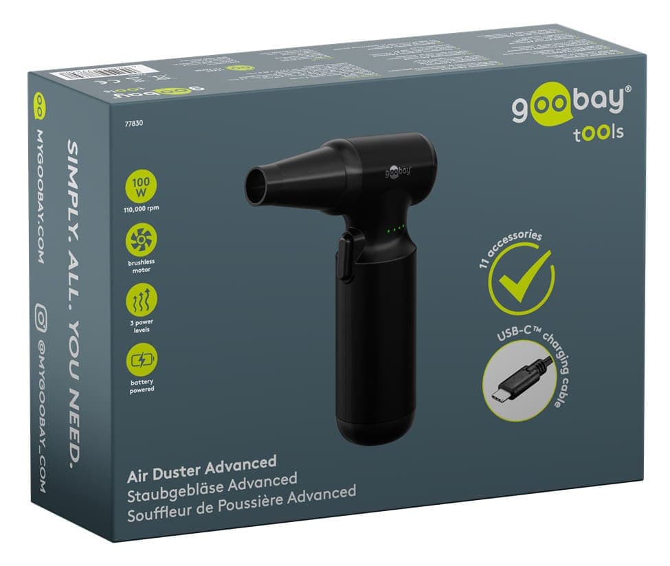 GOOBAY ηλεκτρικό air duster 77830, 100W, 6000mAh, μαύρο 10