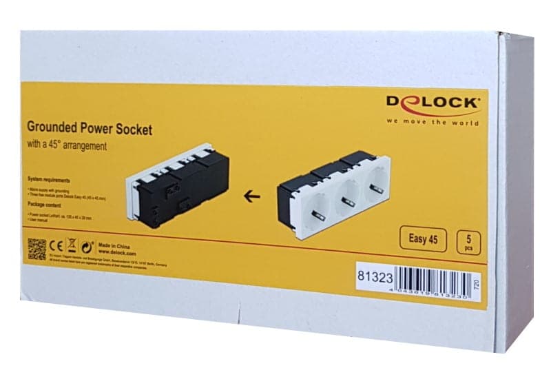 DELOCK τριπλό module πρίζας ρεύματος Easy 45 81323, 45°, 45x45mm, 5τμχ 3