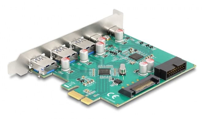 DELOCK κάρτα επέκτασης PCIe x1 σε 3x USB/2x USB-C/19-pin 90109, 5Gbps 2