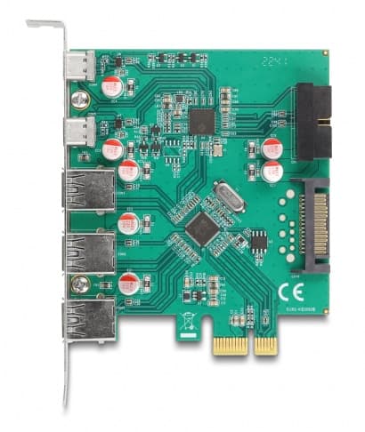 DELOCK κάρτα επέκτασης PCIe x1 σε 3x USB/2x USB-C/19-pin 90109, 5Gbps 3