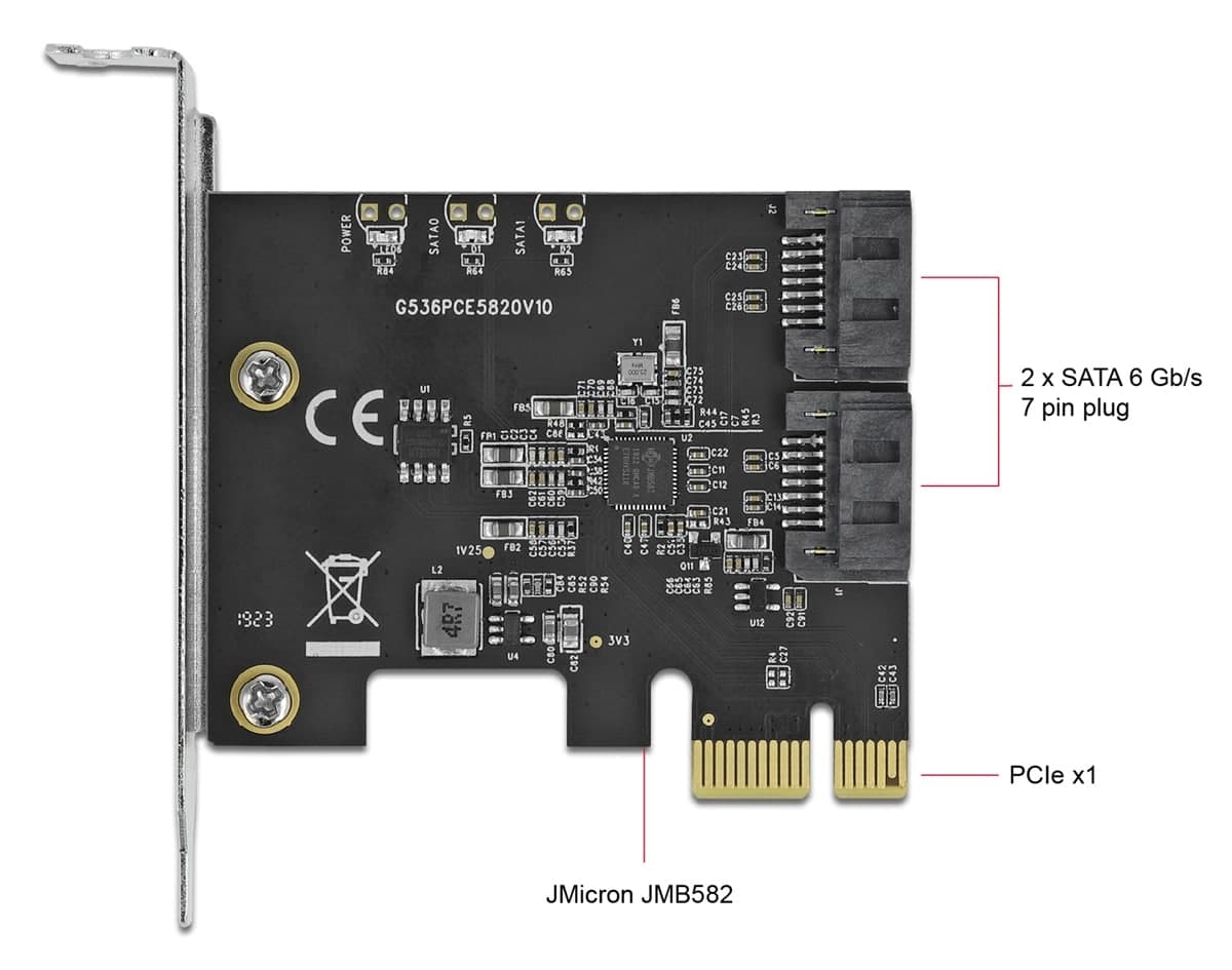 DELOCK κάρτα επέκτασης PCIe σε 2x SATA 90431, 6Gb/s 2