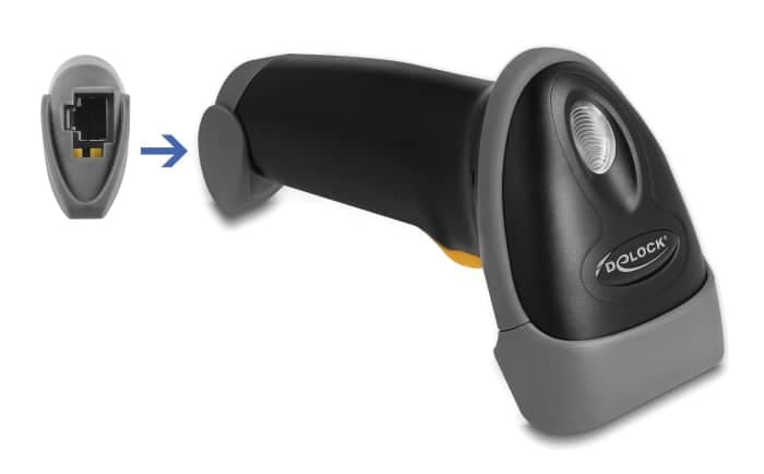 DELOCK USB barcode scanner 1D 90584, με καλώδιο σύνδεσης & βάση, μαύρο 3