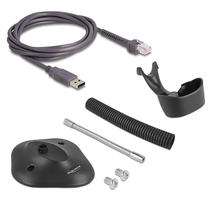 DELOCK USB barcode scanner 1D 90584, με καλώδιο σύνδεσης & βάση, μαύρο 4