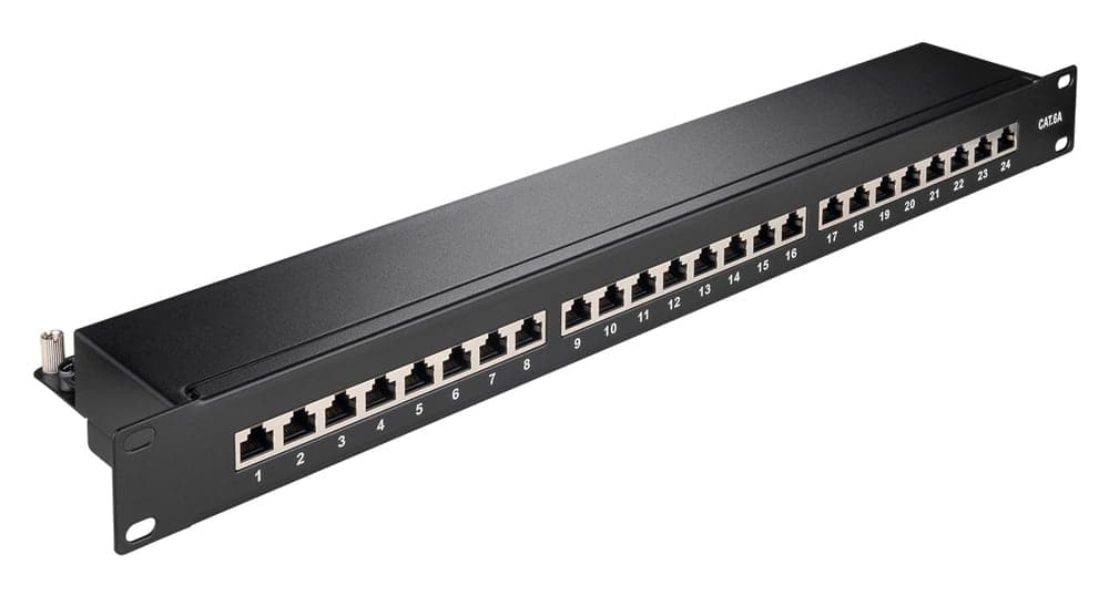 Πίνακας σύνδεσης GOOBAY 90854, 19"/1U, 24 θύρες, CAT 6a STP, μαύρo