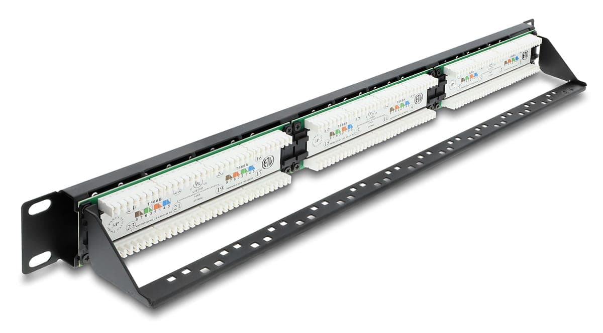 DELOCK patch panel 91087 για rack 19", 1U, 24 θυρών, CAT 6 UTP, με LED, μαύρο 2