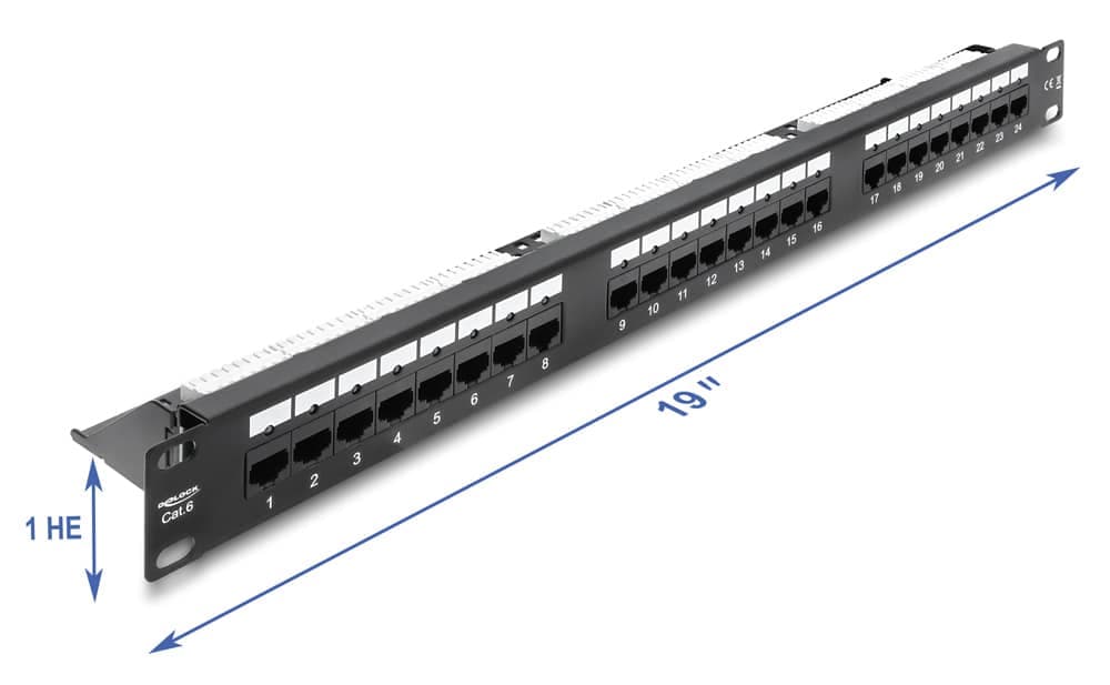 DELOCK patch panel 91087 για rack 19", 1U, 24 θυρών, CAT 6 UTP, με LED, μαύρο 4