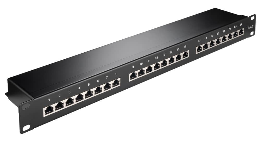 Πίνακας σύνδεσης GOOBAY 93048 19"/1U, 24 θύρες, CAT 6 STP, μαύρo