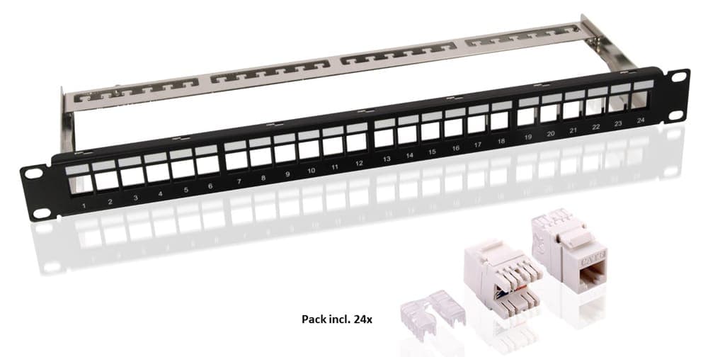 GOOBAY Keystone patch panel 95336 με 24 μονάδες, 19"/1U, 24 θύρες, μαύρο
