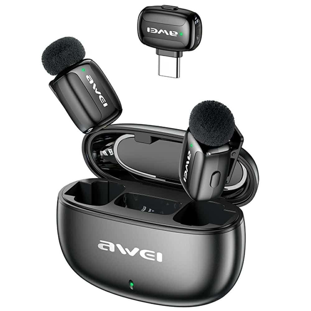 Ασύρματο μικρόφωνο AWEI MK5 Duo Ai-Voice, μαύρο