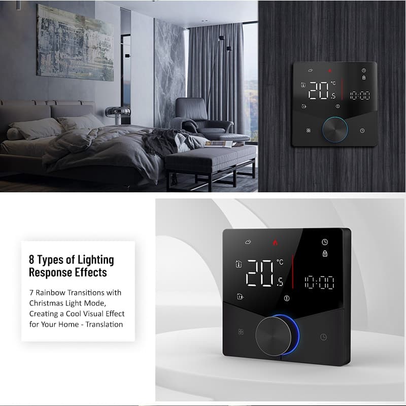 Smart θερμοστάτης αερίου BHT-009GCLW, WiFi, χωνευτός, μαύρος 4