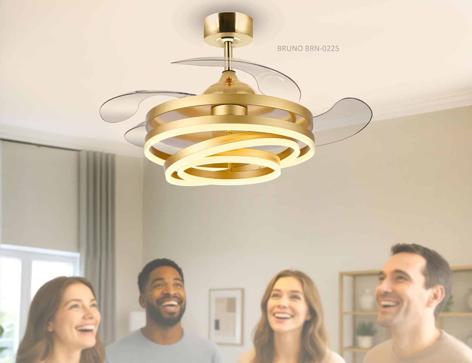 BRUNO ανεμιστήρας οροφής με LED φως BRN-0225, AC 122W, 42", Φ107x47εκ, χρυσός 6