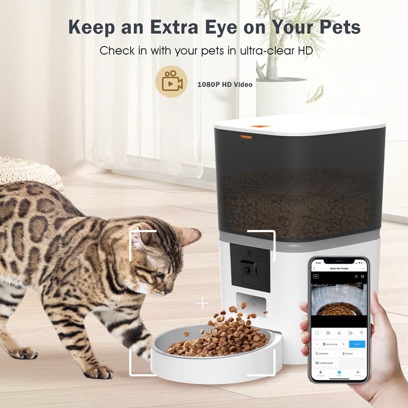 BRUNO smart ταΐστρα κατοικίδιων BRN-0237, κάμερα 2MP με night vision, 6L, WiFi, λευκή 2
