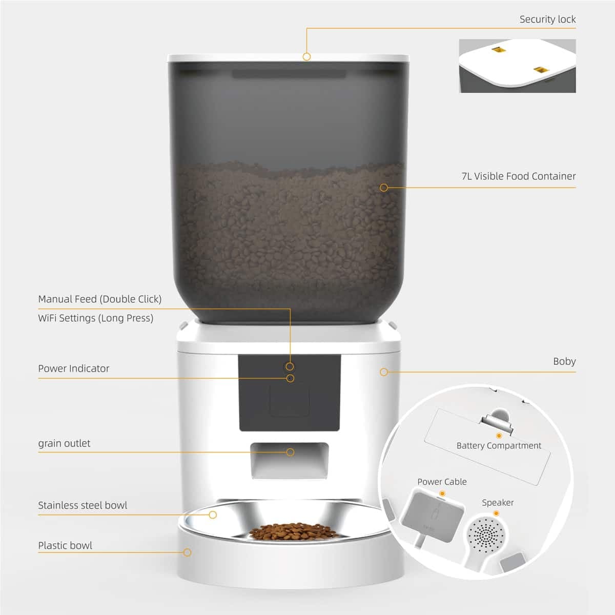 BRUNO smart ταΐστρα κατοικίδιων BRN-0269, 7L, WiFi, λευκή 7