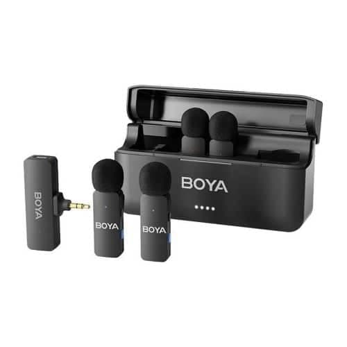 BOYA Ασύρματο Μικρόφωνο BY-V4 2.4GHz με 4 πομπούς και 1 δέκτη (υποδοχή 3.5mm) Μαύρο EU