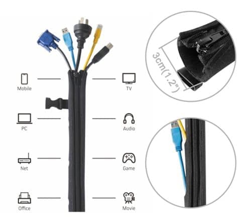 BRATECK κάλυμμα καλωδίων τύπου Flex Wrap CC15-1, με φερμουάρ, Φ30cm x1m 4