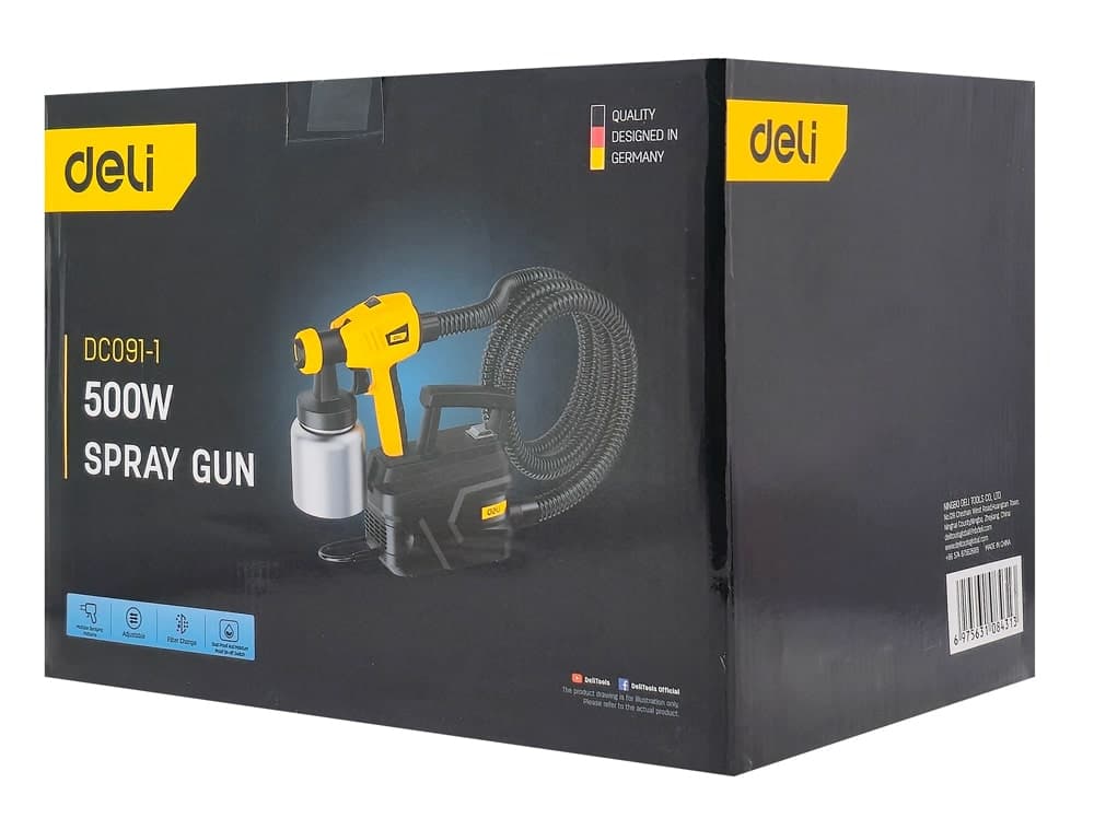 DELI ηλεκτρικό πιστόλι βαφής DC091-1 με δοχείο 800ml, 500W 5